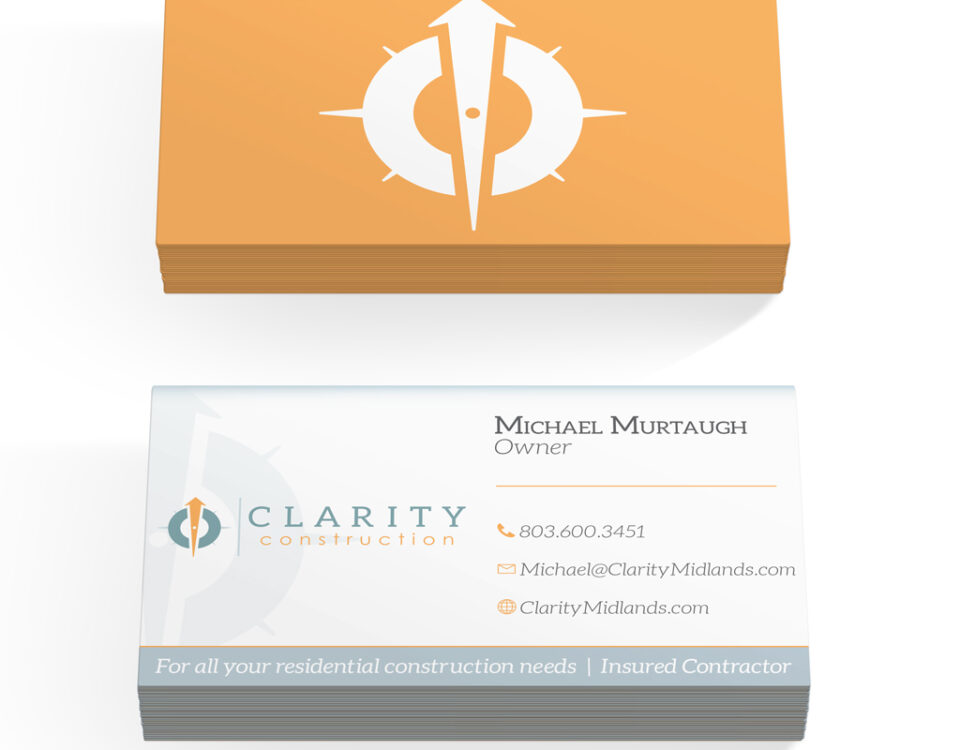 clarity construction business card design